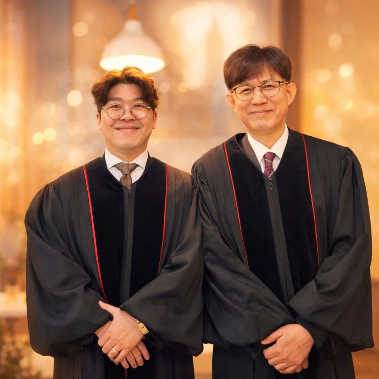 가운을 입은 두 목사님